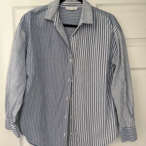 Beachlunchlounge Casual Blue and White Striped Shirt